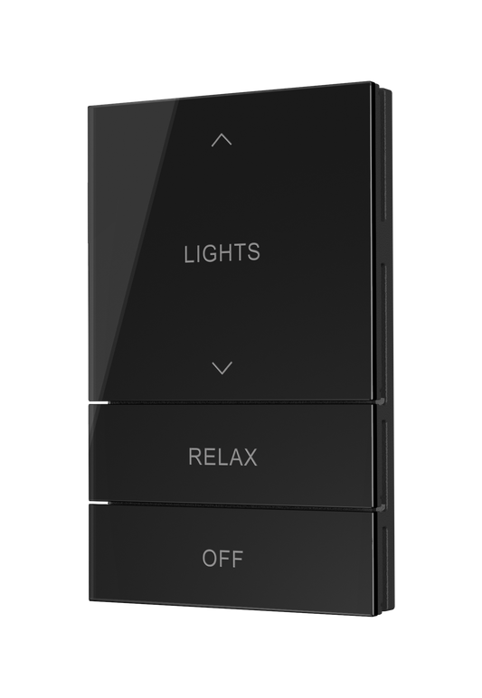 Crestron HZ2-BTNS-5-GLASS-B ENGRAVED - Horizon® 2 Button Assembly, Style 5, Custom Engraved, Black Glass