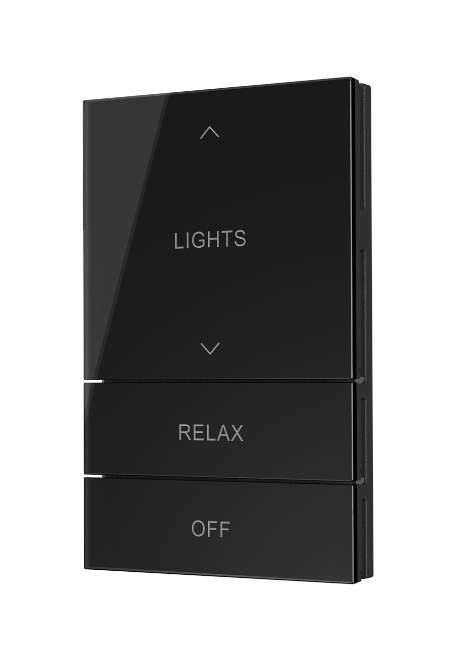 Crestron HZ2-BTNS-5-GLASS-B ENGRAVED - Horizon® 2 Button Assembly, Style 5, Custom Engraved, Black Glass