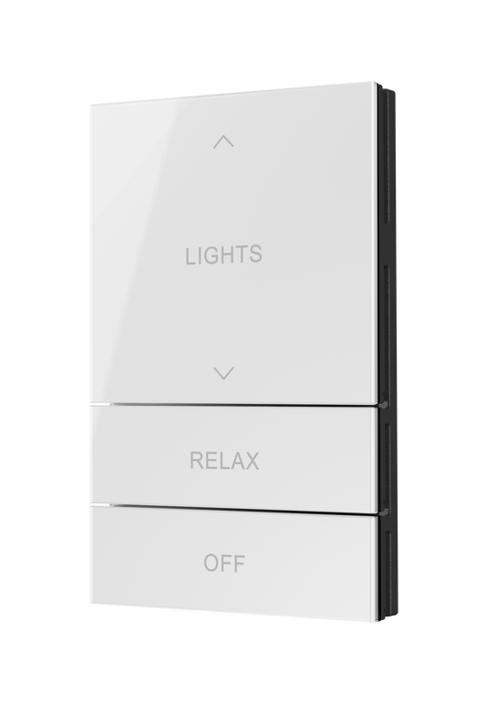 Crestron HZ2-BTNS-5-GLASS-W ENGRAVED - Horizon® 2 Button Assembly, Style 5, Custom Engraved, White Glass