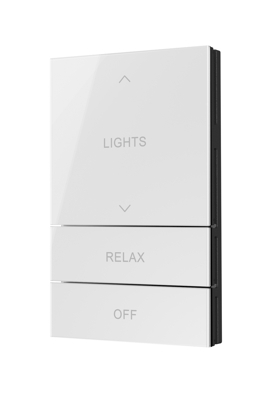 Crestron HZ2-BTNS-5-GLASS-W ENGRAVED - Horizon® 2 Button Assembly, Style 5, Custom Engraved, White Glass