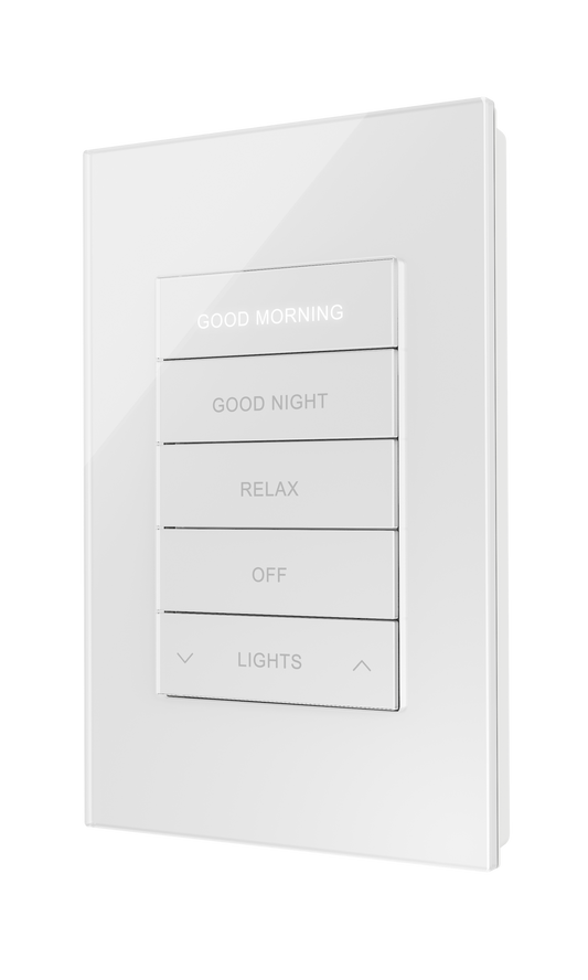 Crestron HZ2-DIMUEX-GLASS-W ENGRAVED - Horizon® 2 In-Wall Universal Phase Dimmer with infiNET EX® Wireless Communication, 120 VAC, White Glass, Engraved
