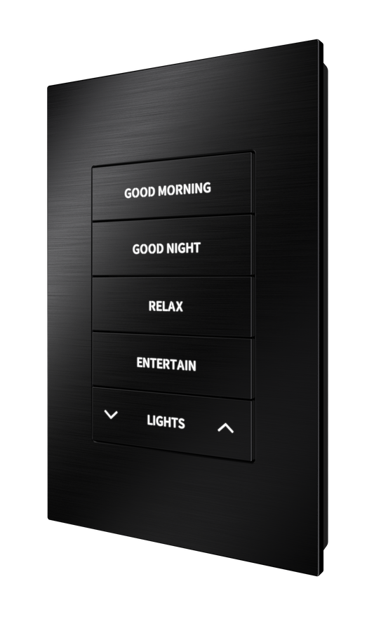 Crestron HZ2-KPEX-BR-BLK ENGRAVED - Horizon® 2 In-Wall Keypad with infiNET EX® Wireless Communication, 120 VAC, Custom Engraved, Brushed Black