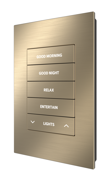 Crestron HZ2-KPEX-BR-BRASS ENGRAVED - Horizon® 2 In-Wall Keypad with infiNET EX® Wireless Communication, 120 VAC, Custom Engraved, Brushed Brass