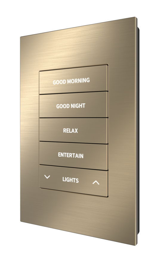 Crestron HZ2-KPEX-BR-BRASS ENGRAVED - Horizon® 2 In-Wall Keypad with infiNET EX® Wireless Communication, 120 VAC, Custom Engraved, Brushed Brass