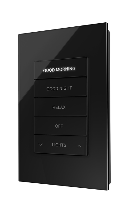 Crestron HZ2-SWEX-GLASS-B ENGRAVED - Horizon® 2 In-Wall Switch with infiNET EX® Wireless Communication, 120 VAC, Black Glass, Engraved
