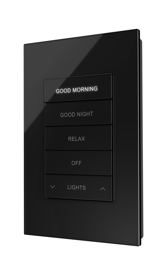 Crestron HZ2-SWEX-GLASS-B ENGRAVED - Horizon® 2 In-Wall Switch with infiNET EX® Wireless Communication, 120 VAC, Black Glass, Engraved