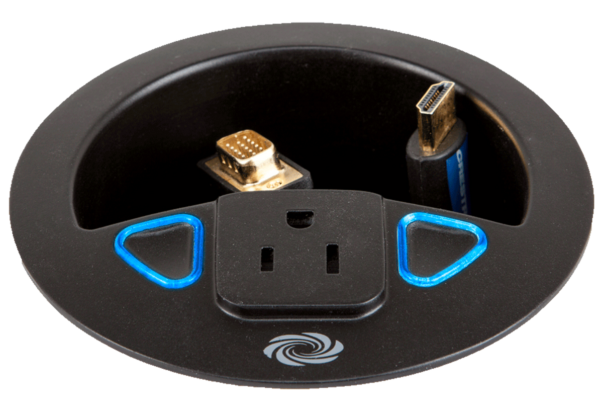 Crestron TT-100-B-T - Crestron Connect It™ Cable Caddy w/120V Outlet, No Cables, Black Textured