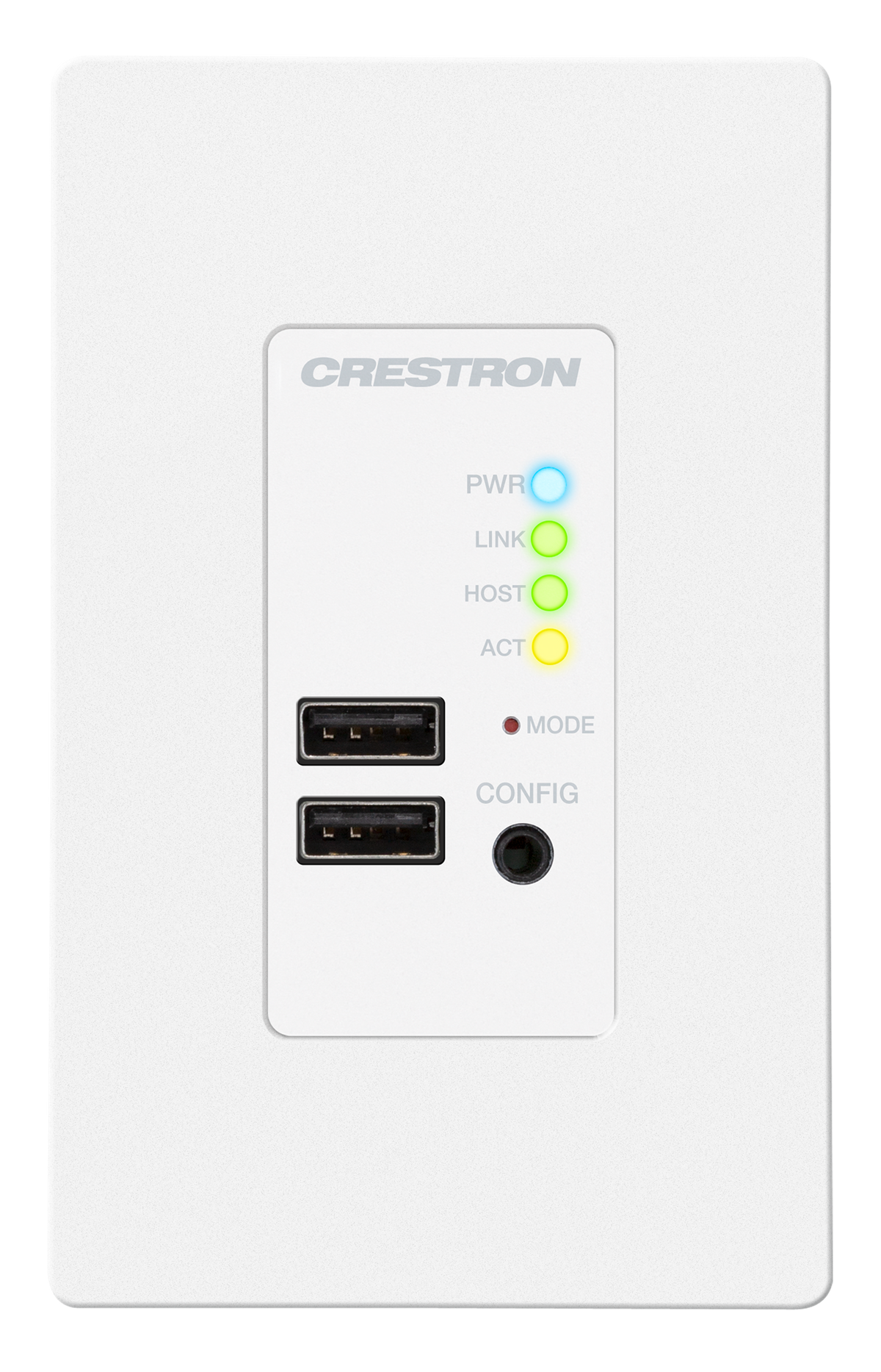 Crestron USB-EXT-2-REMOTE-1G-W - USB over Category Cable Extender Wall Plate, Remote, White