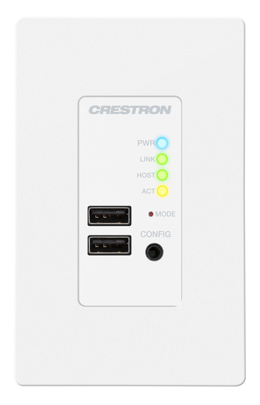 Crestron USB-EXT-2-REMOTE-1G-W - USB over Category Cable Extender Wall Plate, Remote, White