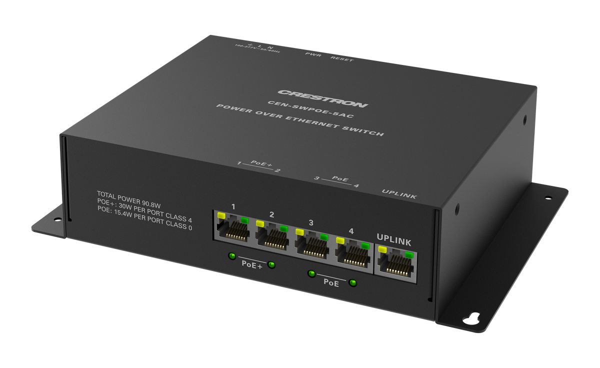 Crestron CEN-SWPOE-5AC - 5-Port PoE Network Switch