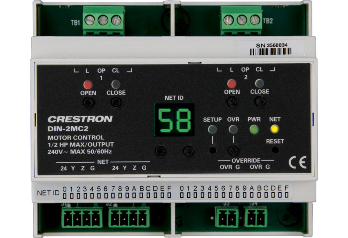 Crestron DIN-2MC2 - DIN Rail Motor Control, 2 feeds, 2 channels