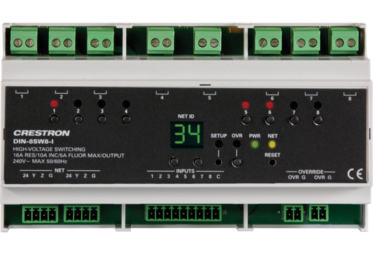 Crestron DIN-8SW8-I - DIN Rail High-Voltage Switch with Digital Inputs