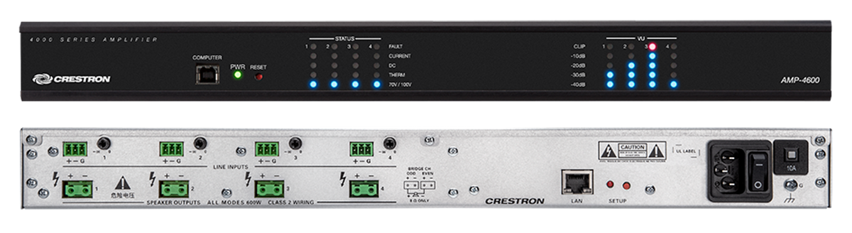 Crestron AMP-4600 - 4-Channel Power Amplifier, 600W/Ch.