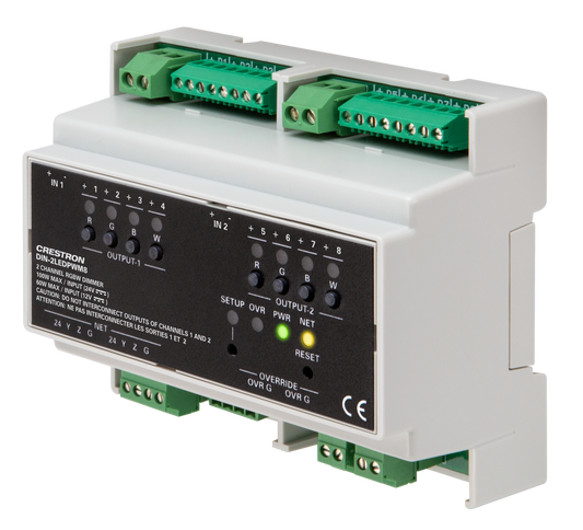 Crestron DIN-2LEDPWM8 - 2 Channel RGBW LED Dimmer, DIN Rail Mount