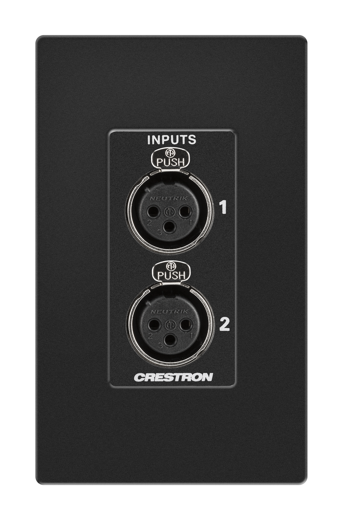 Crestron DM-NAX-2XLRI-1G - DM NAX® Audio-over-IP Wall Plate with XLR, Black, 1‑Gang