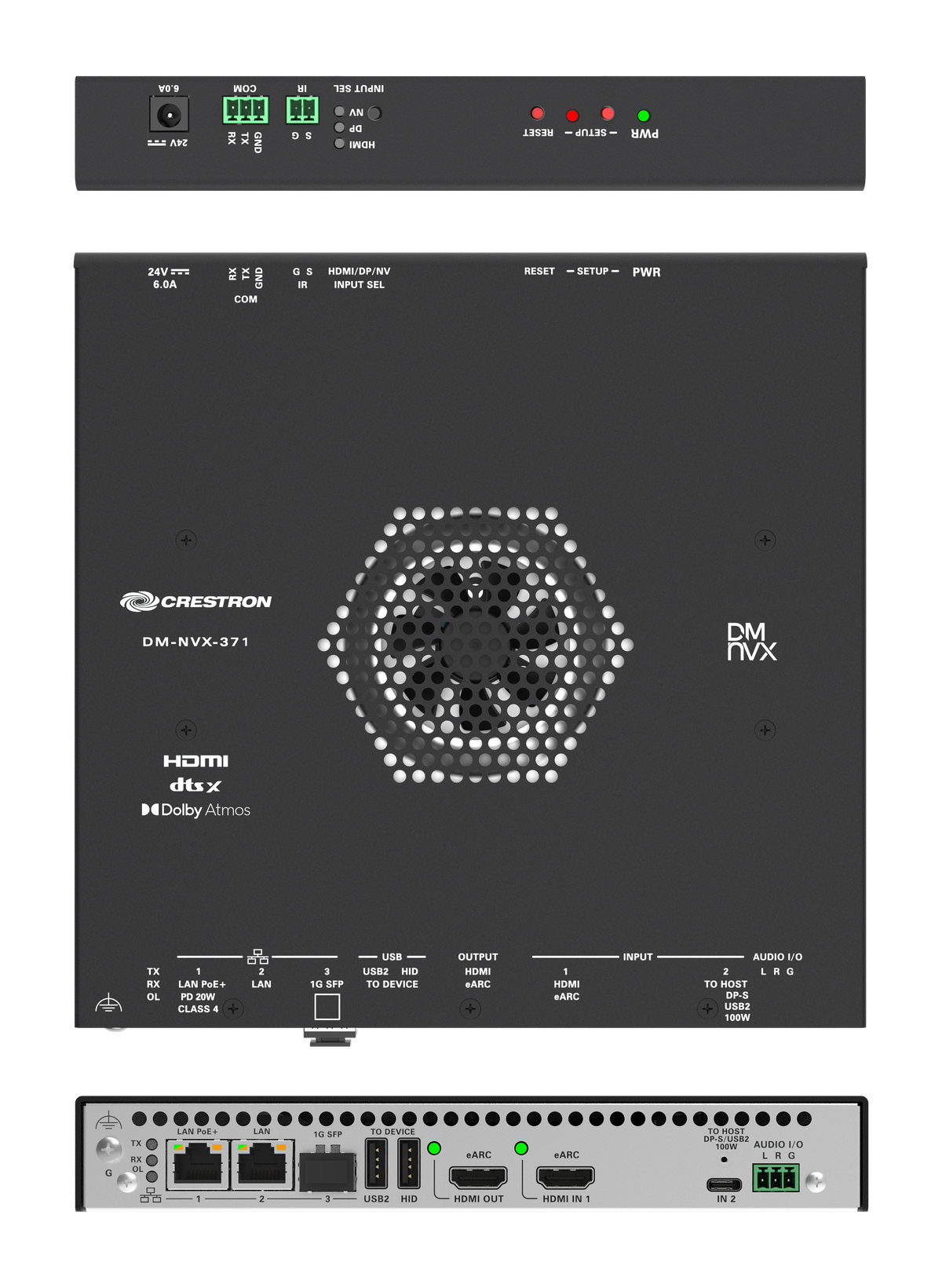 Crestron DM-NVX-371 - 4K60 4:4:4 AV-over-IP Encoder/Decoder with HDMI® and USB-C® Connectivity and Downmixing