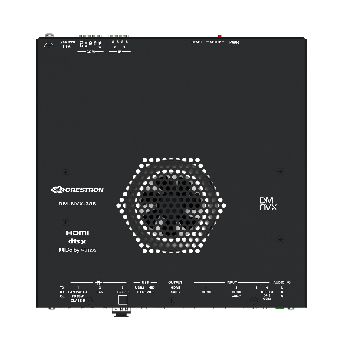 Crestron DM-NVX-385 - DM NVX® 5K 4x1 AV-over-IP Switcher with HDMI® and USB-C® Connectivity and Downmixing