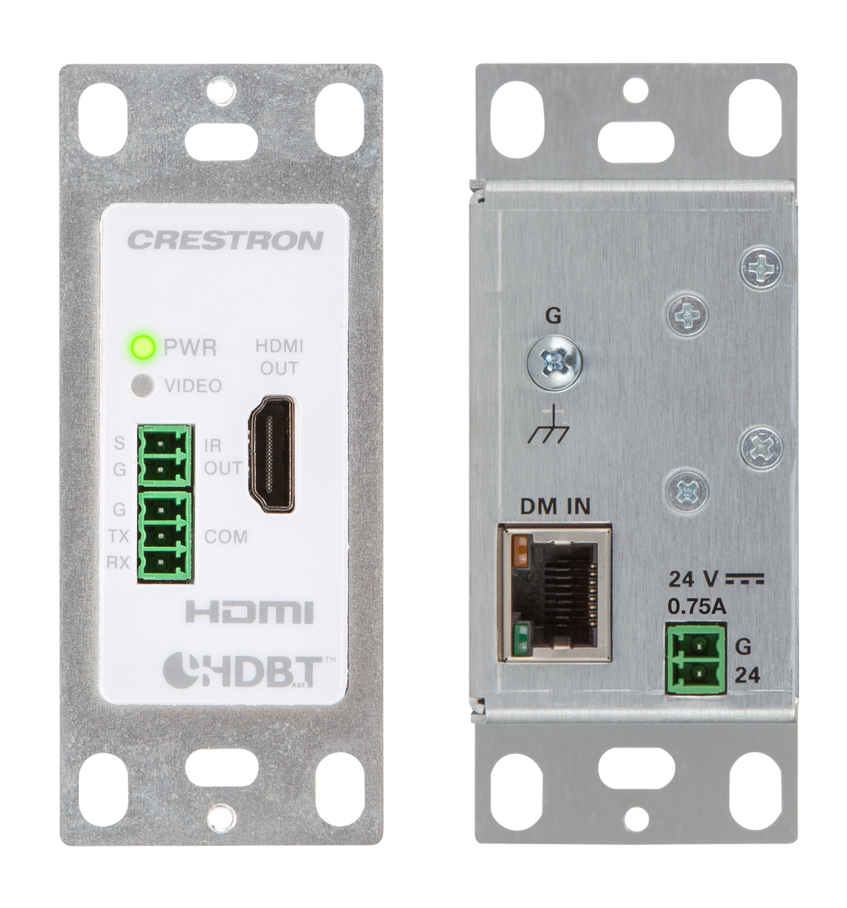 Crestron DM-RMC-4K-100-C-1G-W-T - Wall Plate 4K DigitalMedia 8G+® Receiver & Room Controller 100, White Textured