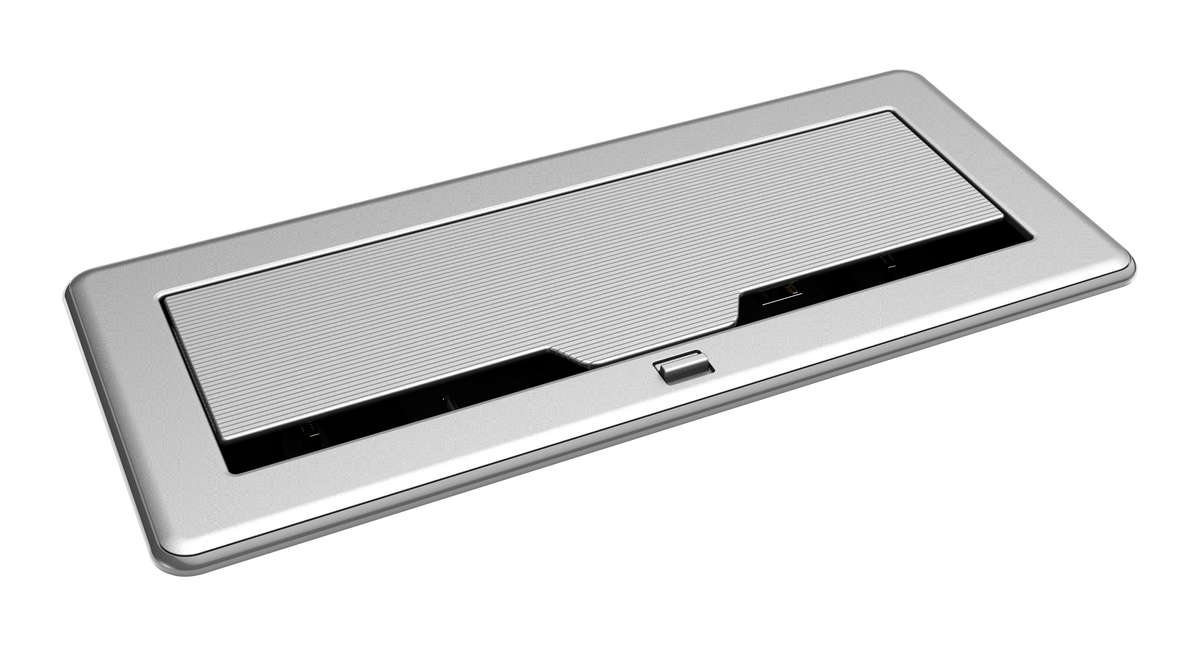 Crestron FT2-1200-ELEC-PTL-AL - FlipTop™ FT2 Series Cable Management System, 1200 Size, Electrical, Pass-Through Lid, Alloy