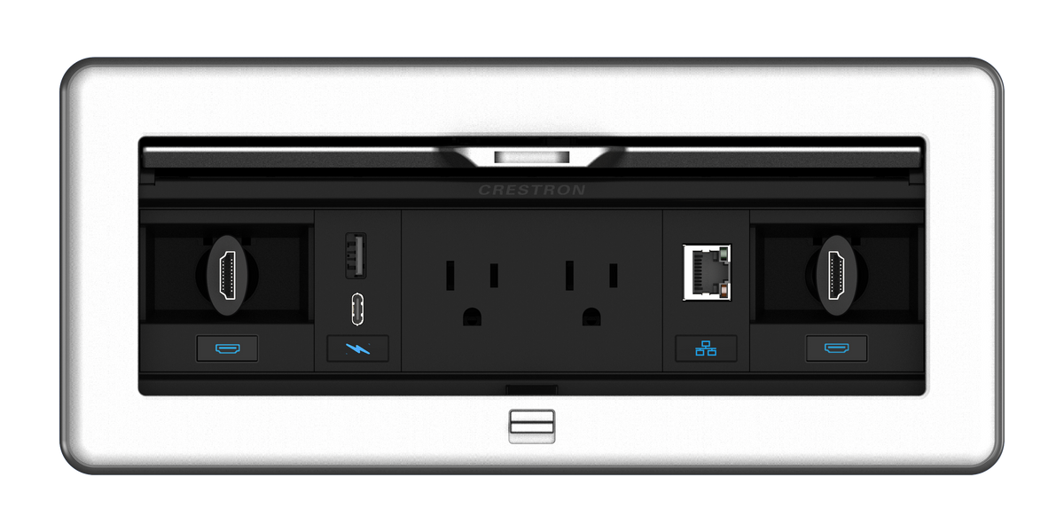 Crestron FT2-1200-ELEC-PTL-AL - FlipTop™ FT2 Series Cable Management System, 1200 Size, Electrical, Pass-Through Lid, Alloy