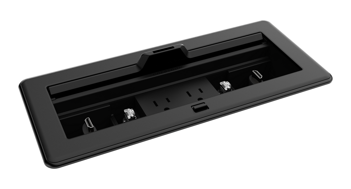 Crestron FT2-1200-ELEC-PTL-B - FlipTop™ FT2 Series Cable Management System, 1200 Size, Electrical, Pass-Through Lid, Black