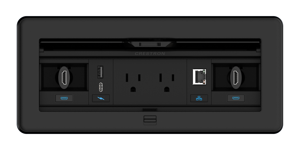 Crestron FT2-1200-ELEC-PTL-B - FlipTop™ FT2 Series Cable Management System, 1200 Size, Electrical, Pass-Through Lid, Black