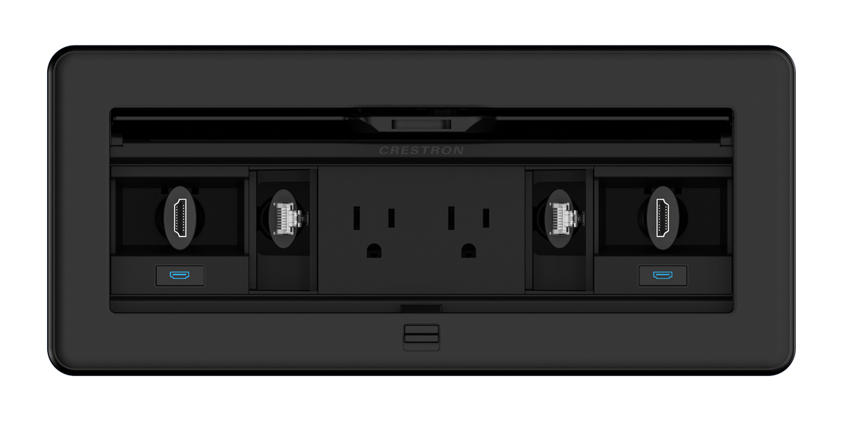 Crestron FT2-1200-ELEC-PTL-B - FlipTop™ FT2 Series Cable Management System, 1200 Size, Electrical, Pass-Through Lid, Black
