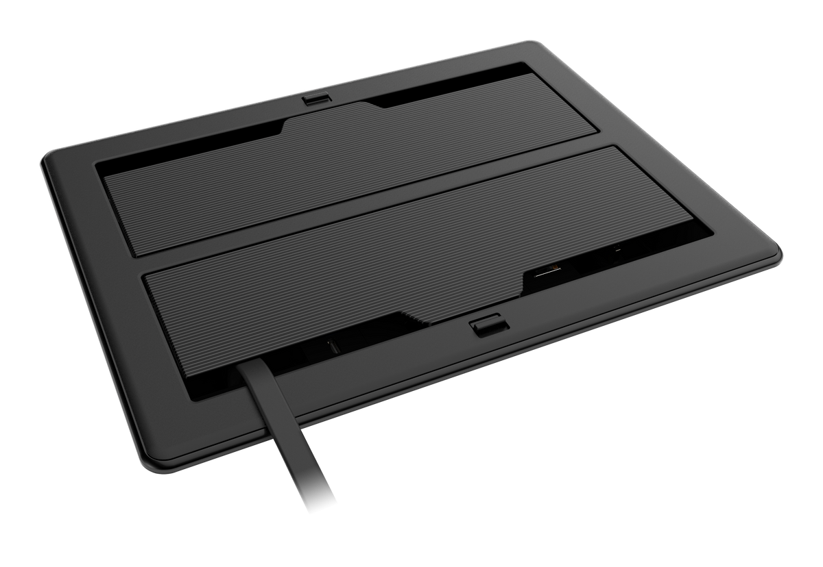 Crestron FT2-1400-ELEC-PTL-B - FlipTop™ FT2 Series Cable Management System, 1400 Size, Electrical, Pass-Through Lid, Black