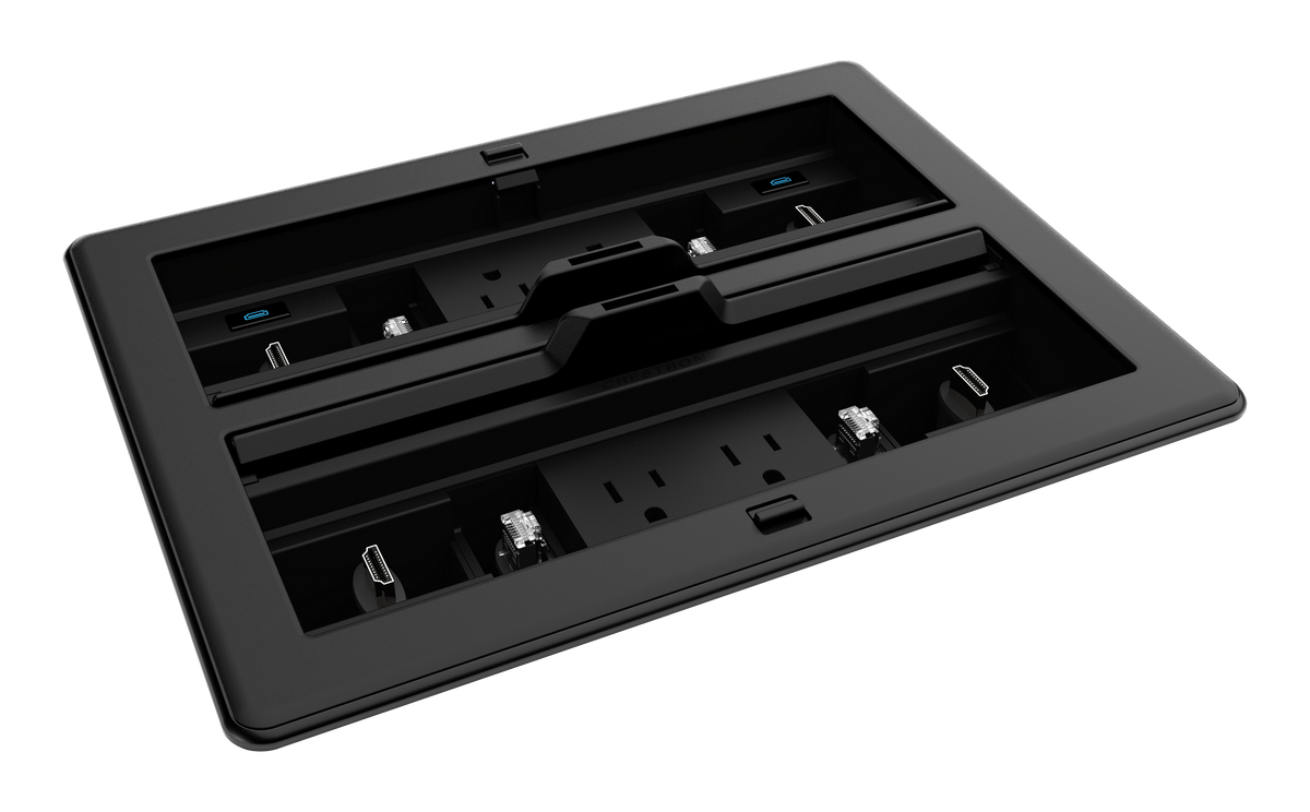 Crestron FT2-1400-ELEC-PTL-B - FlipTop™ FT2 Series Cable Management System, 1400 Size, Electrical, Pass-Through Lid, Black