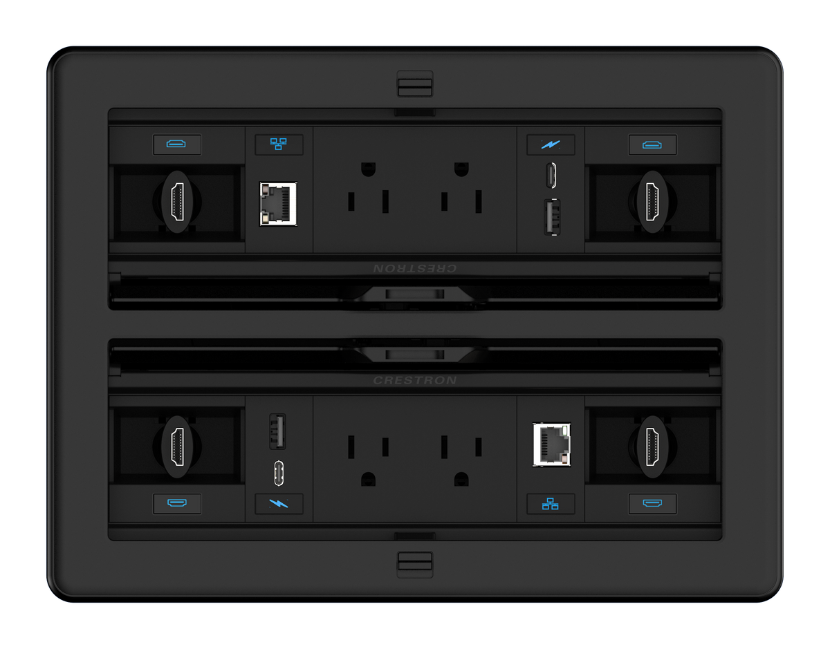 Crestron FT2-1400-ELEC-PTL-B - FlipTop™ FT2 Series Cable Management System, 1400 Size, Electrical, Pass-Through Lid, Black