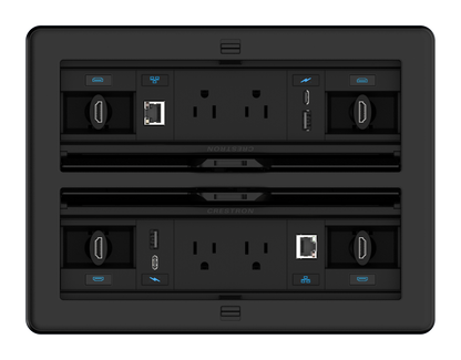 Crestron FT2-1400-ELEC-PTL-B - FlipTop™ FT2 Series Cable Management System, 1400 Size, Electrical, Pass-Through Lid, Black