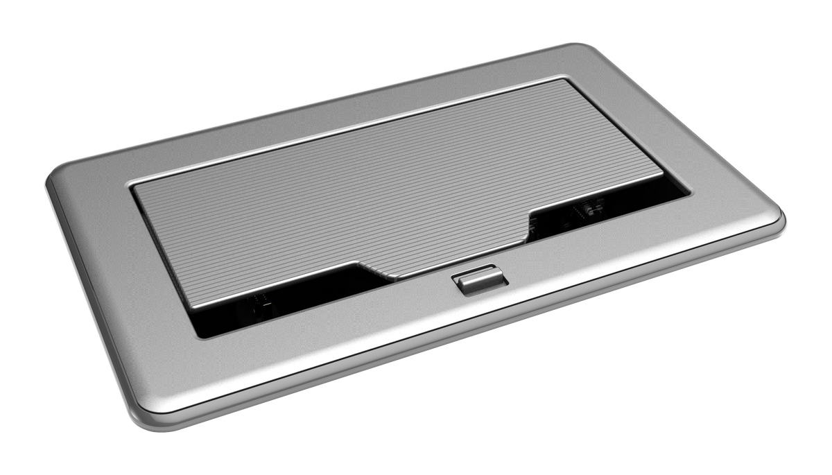 Crestron FT2-202-ELEC-PTL-AL - FlipTop™ FT2 Series Cable Management System, 202 Size, Electrical, Pass-Through Lid, Alloy