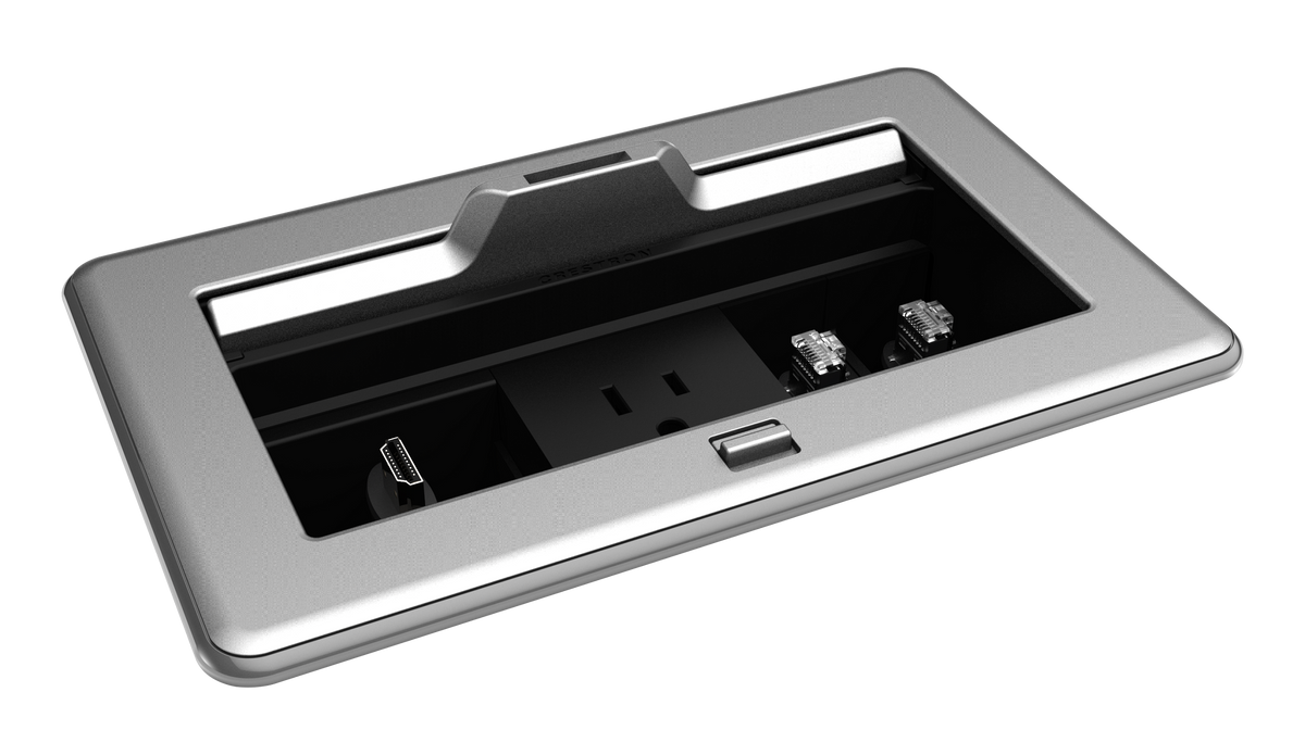 Crestron FT2-202-ELEC-PTL-AL - FlipTop™ FT2 Series Cable Management System, 202 Size, Electrical, Pass-Through Lid, Alloy