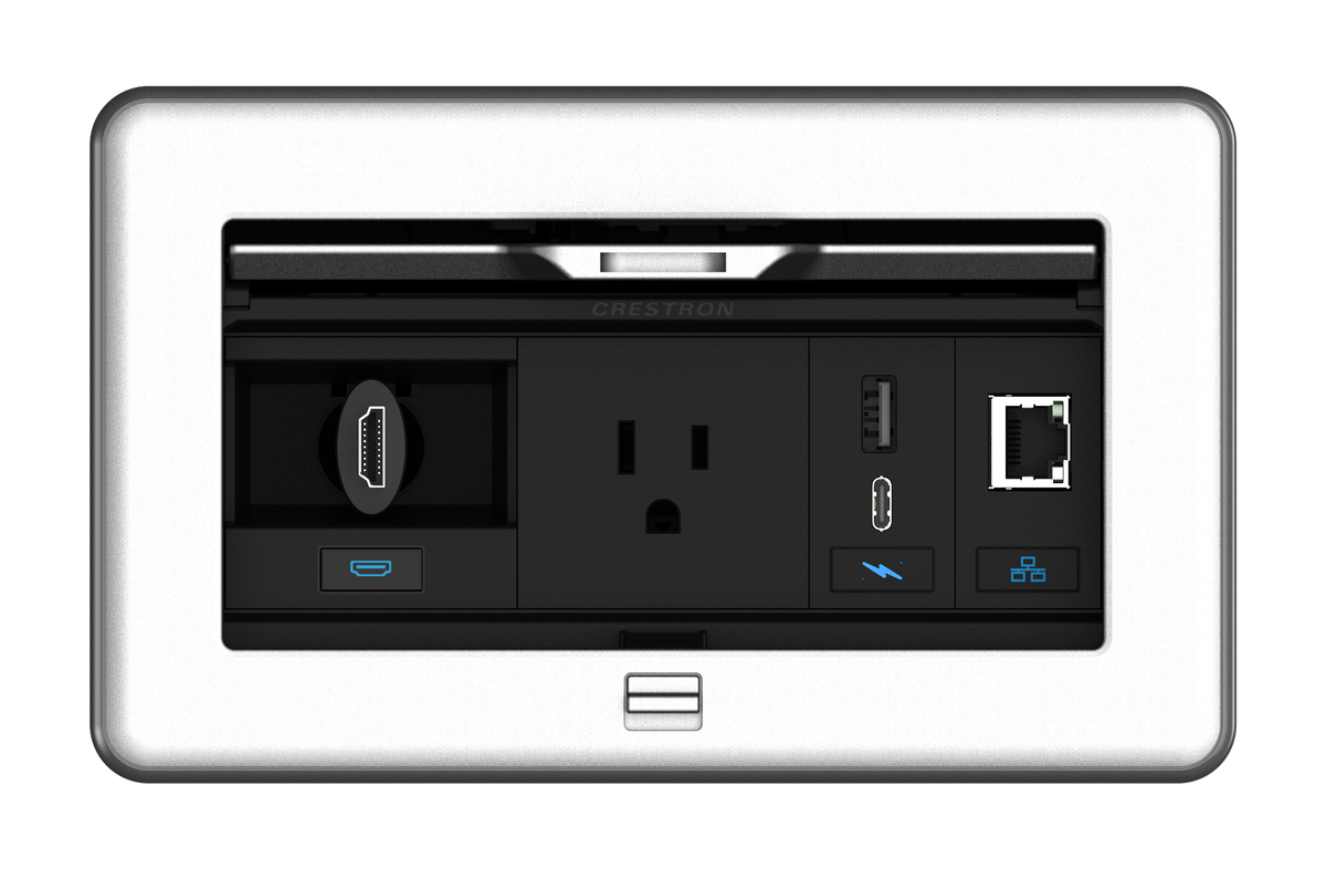 Crestron FT2-202-ELEC-PTL-AL - FlipTop™ FT2 Series Cable Management System, 202 Size, Electrical, Pass-Through Lid, Alloy