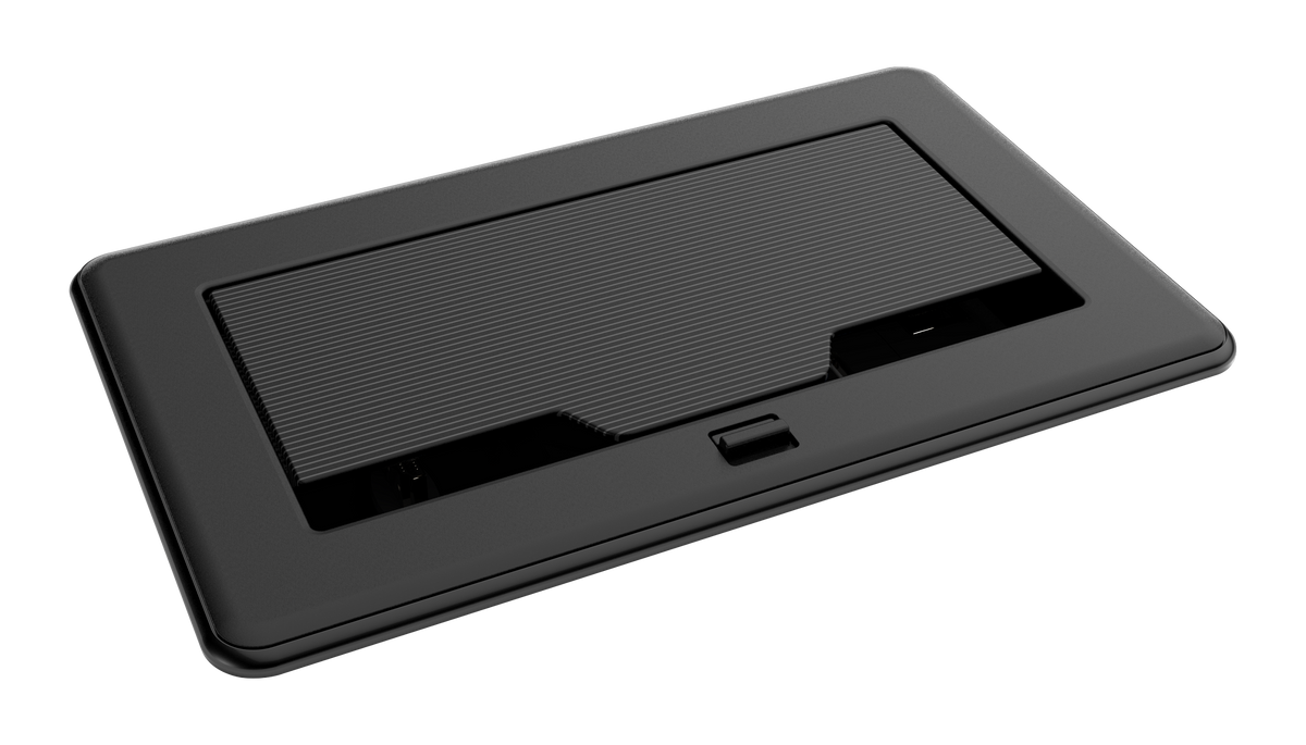 Crestron FT2-202-ELEC-PTL-B - FlipTop™ FT2 Series Cable Management System, 202 Size, Electrical, Pass-Through Lid, Black