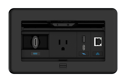 Crestron FT2-202-ELEC-PTL-B - FlipTop™ FT2 Series Cable Management System, 202 Size, Electrical, Pass-Through Lid, Black