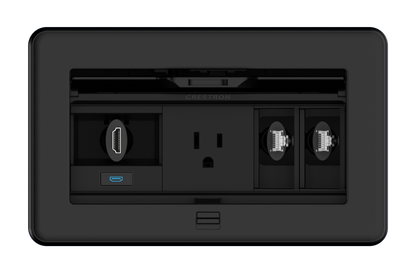 Crestron FT2-202-ELEC-PTL-B - FlipTop™ FT2 Series Cable Management System, 202 Size, Electrical, Pass-Through Lid, Black