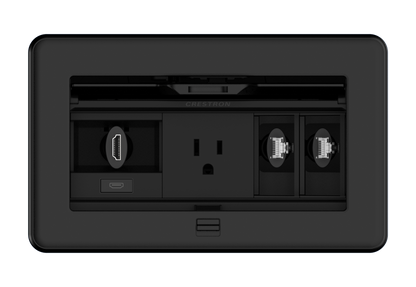 Crestron FT2-202-MECH-PTL-B - FlipTop™ FT2 Series Cable Management System, 202 Size, Mechanical, Pass-Through Lid, Black