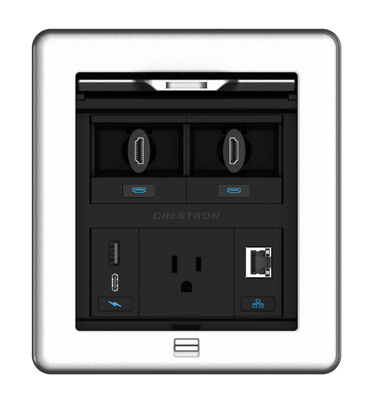 Crestron FT2-500-ELEC-PTL-AL - FlipTop™ FT2 Series Cable Management System, 500 Size, Electrical, Pass-Through Lid, Alloy