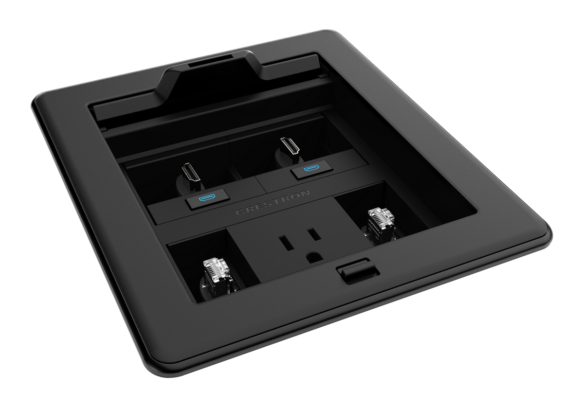 Crestron FT2-500-ELEC-PTL-B - FlipTop™ FT2 Series Cable Management System, 500 Size, Electrical, Pass-Through Lid, Black