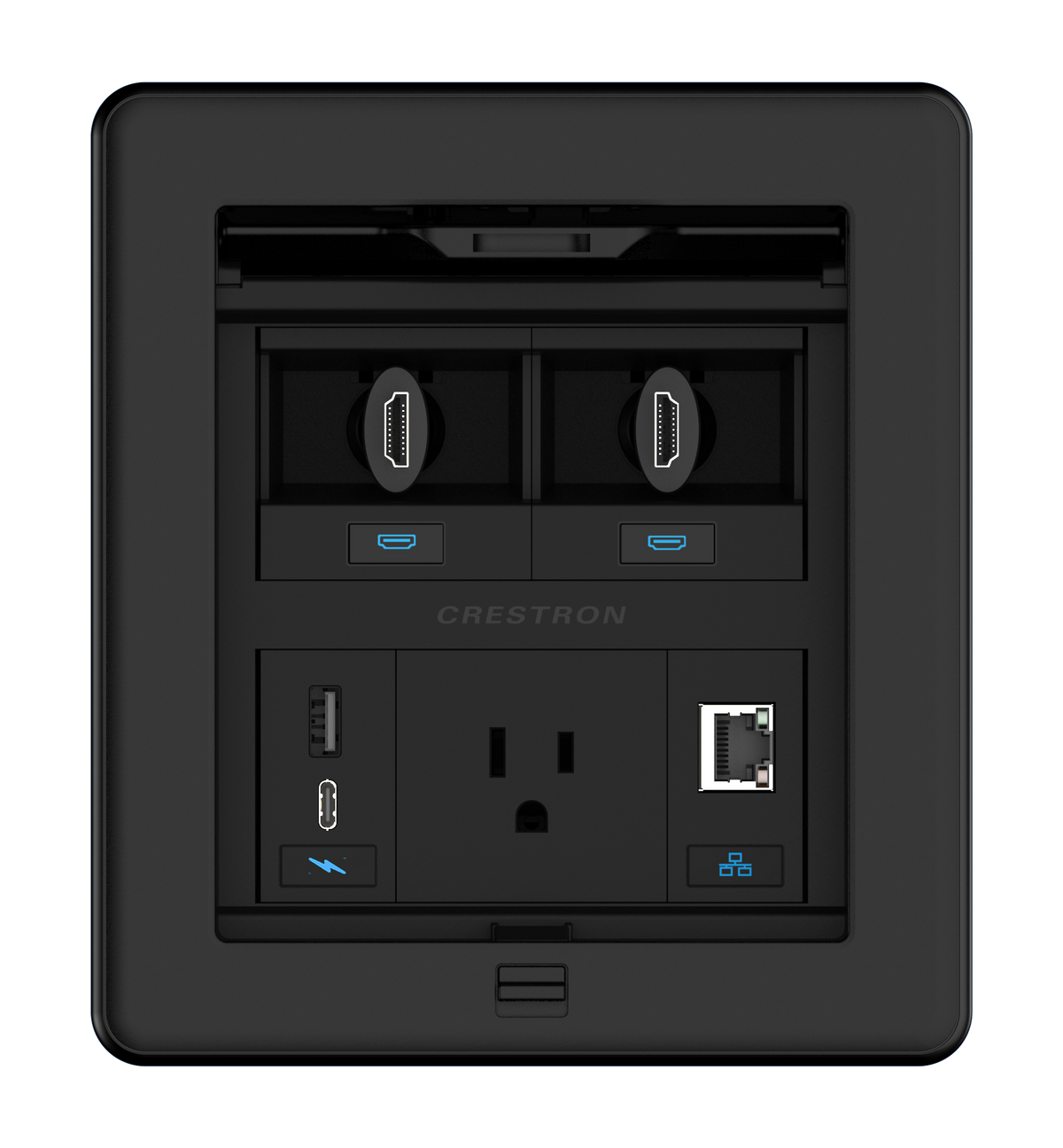Crestron FT2-500-ELEC-PTL-B - FlipTop™ FT2 Series Cable Management System, 500 Size, Electrical, Pass-Through Lid, Black