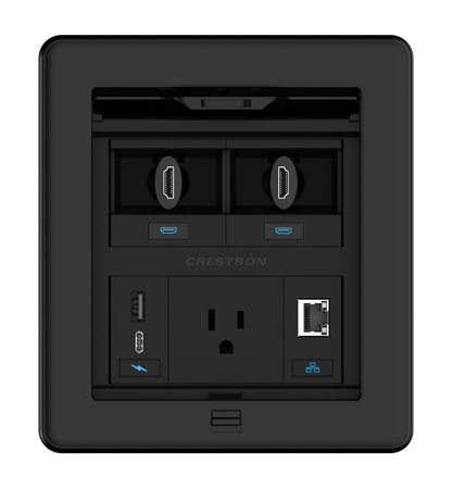 Crestron FT2-500-ELEC-PTL-B - FlipTop™ FT2 Series Cable Management System, 500 Size, Electrical, Pass-Through Lid, Black