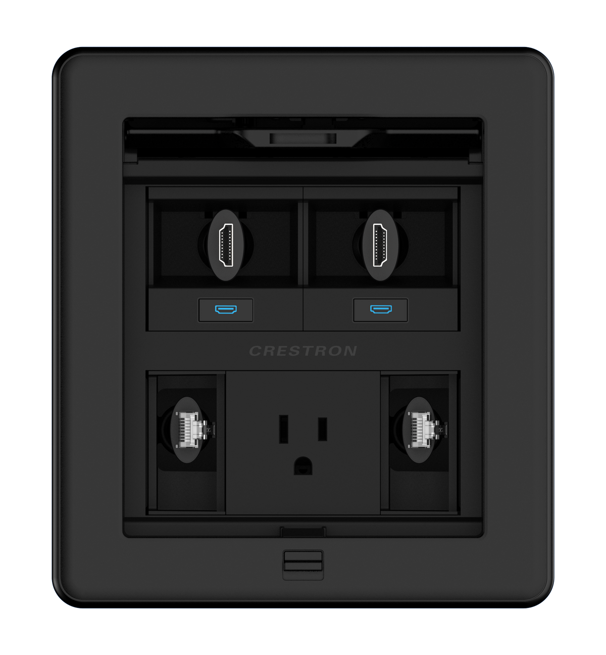 Crestron FT2-500-ELEC-PTL-B - FlipTop™ FT2 Series Cable Management System, 500 Size, Electrical, Pass-Through Lid, Black