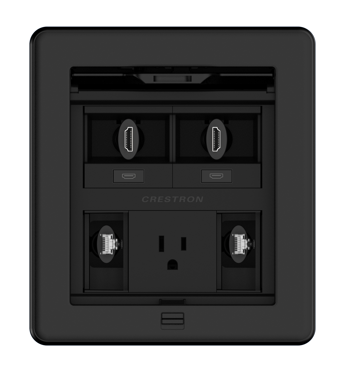 Crestron FT2-500-MECH-PTL-B - FlipTop™ FT2 Series Cable Management System, 500 Size, Mechanical, Pass-Through Lid, Black