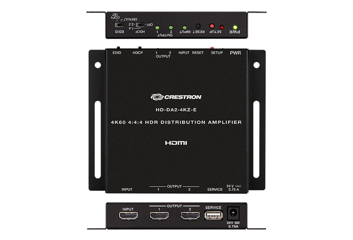Crestron HD-DA2-4KZ-E - 1:2 HDMI® Distribution Amplifier w/4K60 4:4:4 & HDR Support