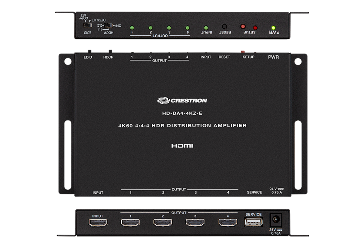 Crestron HD-DA4-4KZ-E - 1:4 HDMI® Distribution Amplifier w/4K60 4:4:4 & HDR Support
