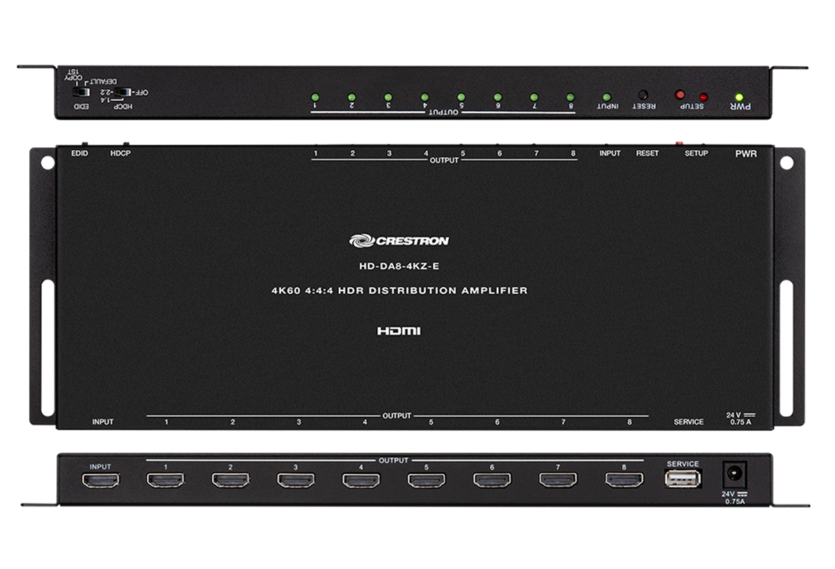 Crestron HD-DA8-4KZ-E - 1:8 HDMI® Distribution Amplifier w/4K60 4:4:4 & HDR Support