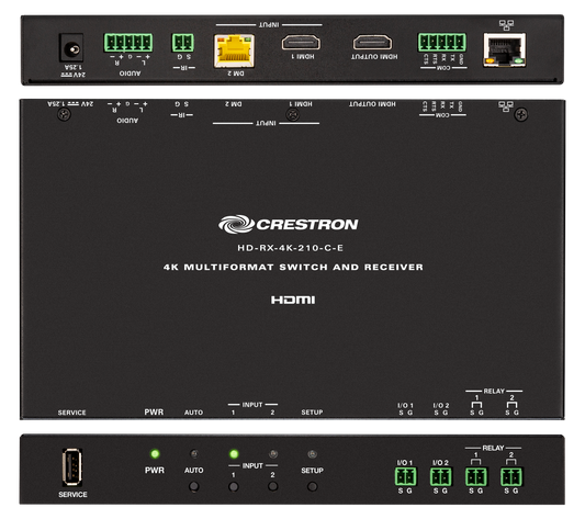 Crestron DM-EXT-1021 KIT - 4K 2x1 DM® Essentials Scaling Auto-Switcher and Extender over CATx Cable