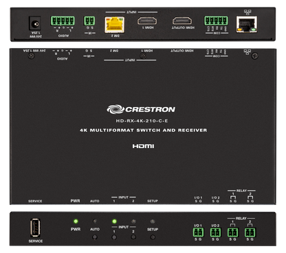 Crestron DM-EXT-1021-1G-W KIT - 4K 2x1 DM® Essentials Scaling Auto-Switcher and Wall Plate Extender over CATx Cable, White