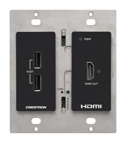 Crestron HD-RXU-4KZ-101-2G-B - DM® Essentials 4K60 4:4:4 Receiver for HDMI® and USB 2.0 Signal Extension over CATx Cable, Wall Plate, Black
